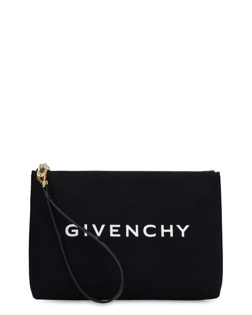 Givenchy Black Coated Canvas Clutch