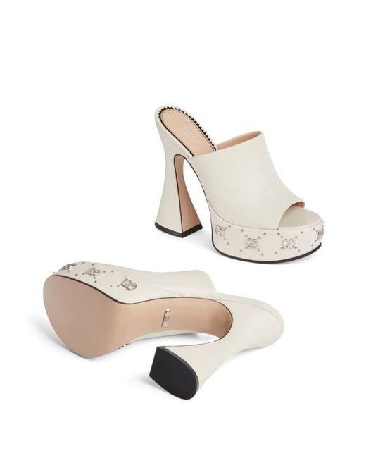 Gucci White Janaya Platform Slide Sandals Shoes