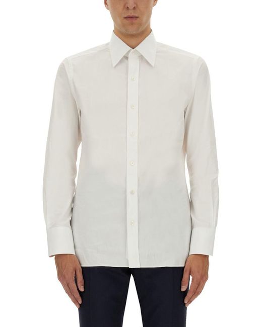 Tom Ford White Tailored Poplin Shirt With Classic Collar for men