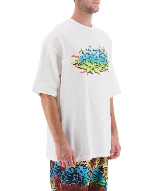 Children of the discordance Blue Graffiti Print T-shirt for men