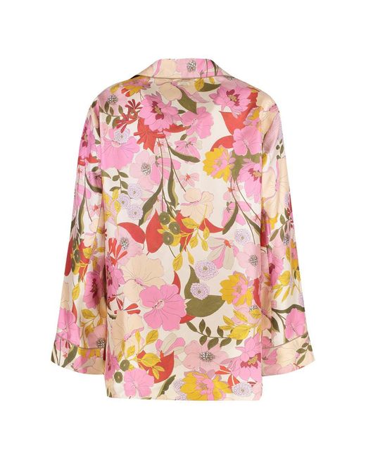 Max Mara Red Alan Printed Silk Shirt