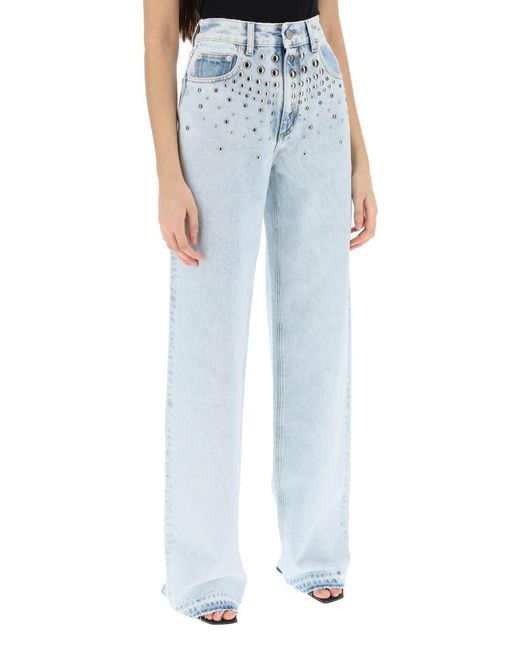 Alessandra Rich Blue Jeans With Studs