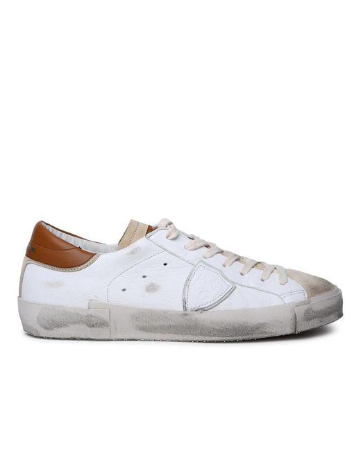 Philippe Model White 'Prsx' Leather Sneakers for men