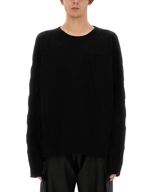 Off-White c/o Virgil Abloh Black Oversized Sweater With Ribbed Neckline for men