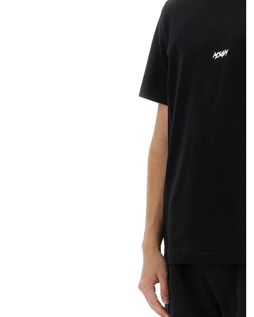 MSGM Black Cotton Tshirt for men