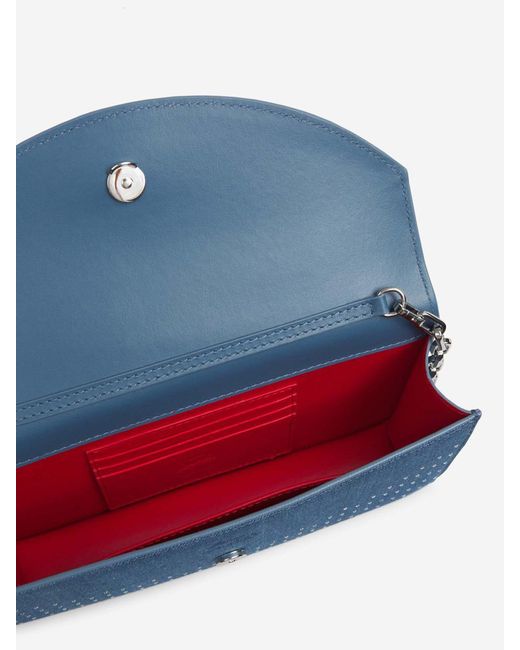 Christian Louboutin Blue Denim Rhinestone Clutch