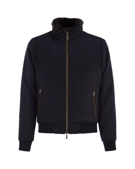 Moorer Blue Bellati-ls9 - Padded Bomber Jacket In Wool And Cashmere for men
