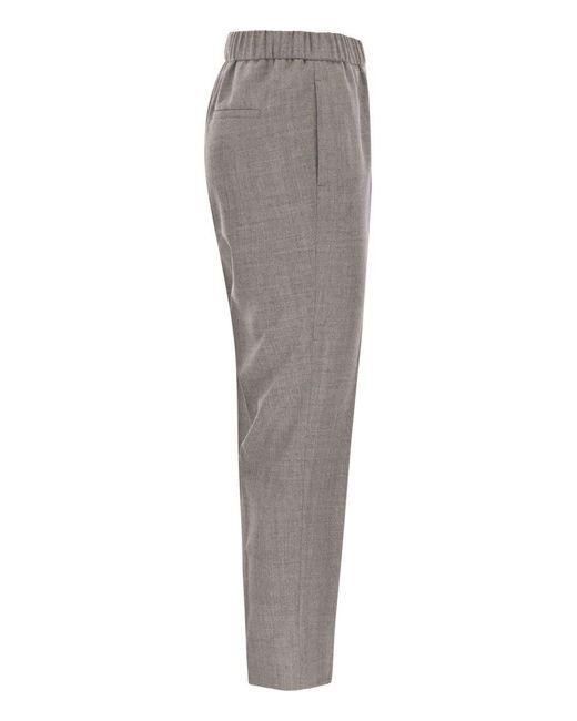Peserico Gray Virgin Wool Trousers With Lurex