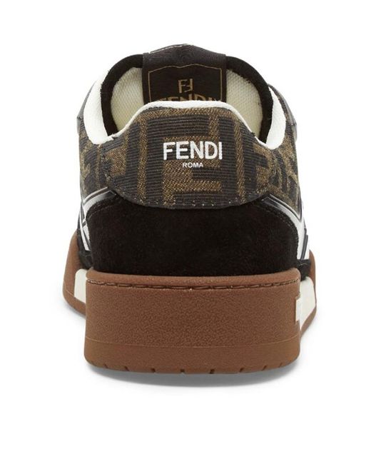 Fendi Black Match Suede & Jacquard Low-top Sneakers
