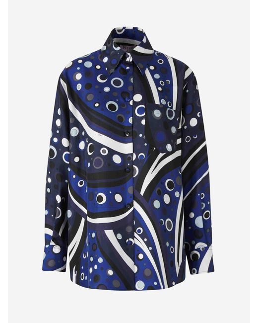 Emilio Pucci Blue Fontane Motif Shirt