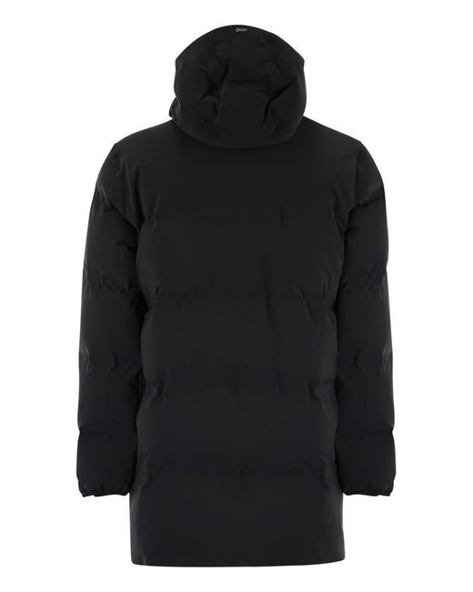 Herno Black New Impact Long Down Jacket With Hood for men