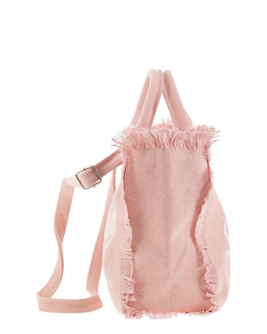 Mc2 Saint Barth Pink Colette - Fringed Canvas Bag