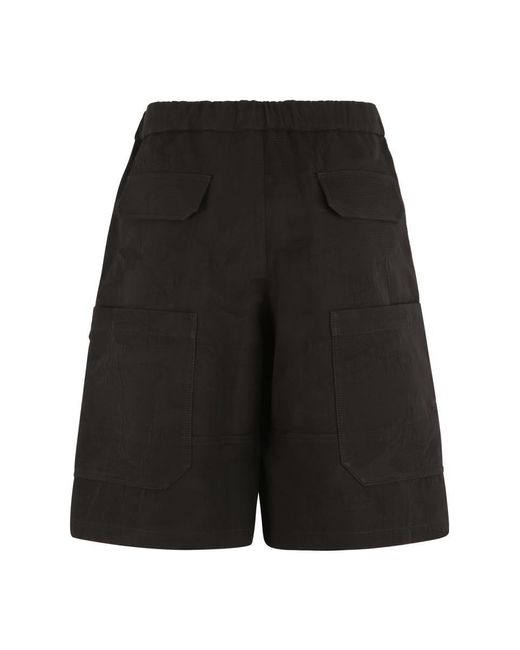 Valentino Black Cotton Cargo Bermuda Shorts for men