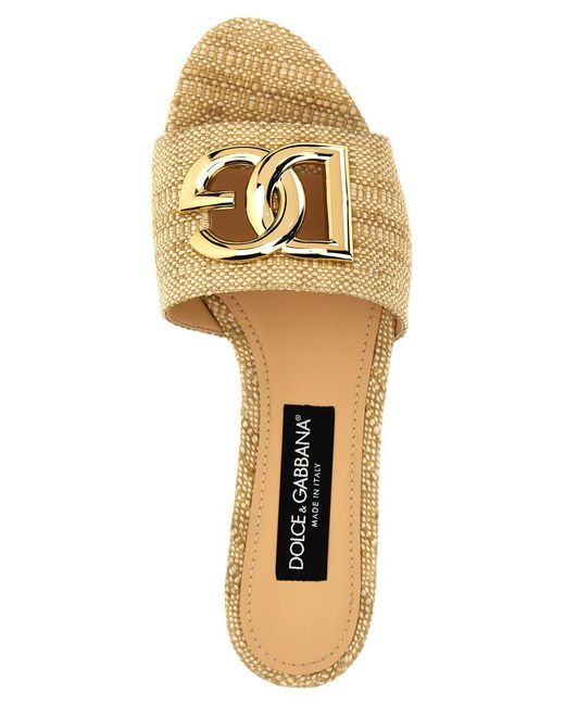 Dolce & Gabbana Brown Logo Fabric Sandals