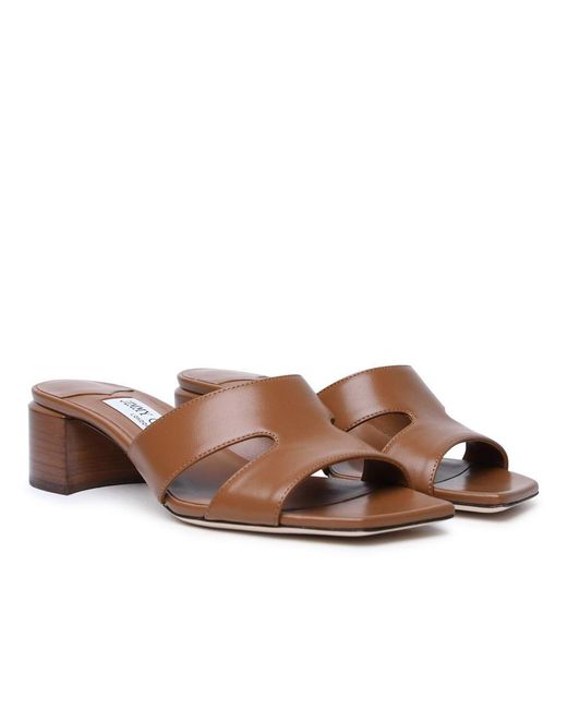 Jimmy Choo 'ellison Mule 45' Brown Leather Sandals