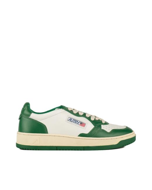 Autry Green And Two-Tone Leather Medalist Low Sneakers for men