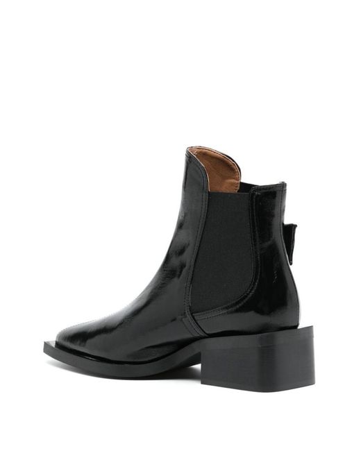 Ganni Black 45mm Buckle-detail Leather Boots