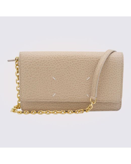 Maison Margiela Camel Leather Chain Wallet in Natural | Lyst
