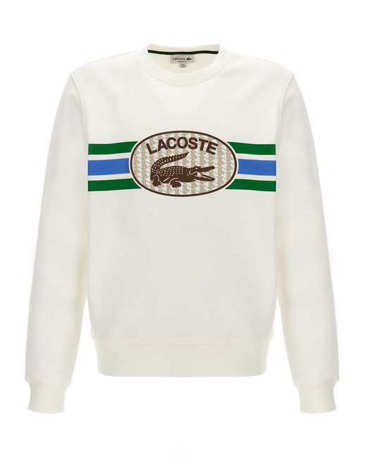 Lacoste White Logo Print Sweatshirt for men