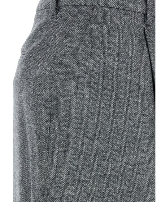 PT Torino Gray 'Lola' Pants With High Waist And Pleated Details