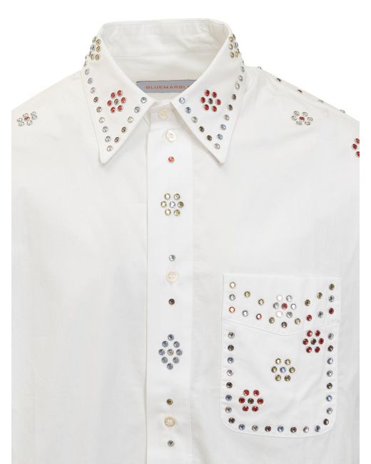 Bluemarble White Shirt With Rhinestones for men