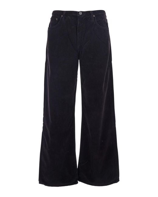 Agolde Blue 'Keira' Pants With Belt Loops And Wide Leg