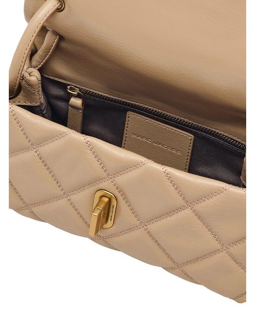 Marc Jacobs Natural 'mini Dual' Beige Quilted Crossbody Bag With Turn-lock Closure And Adjustable Shoulder Strap In Leather Woman