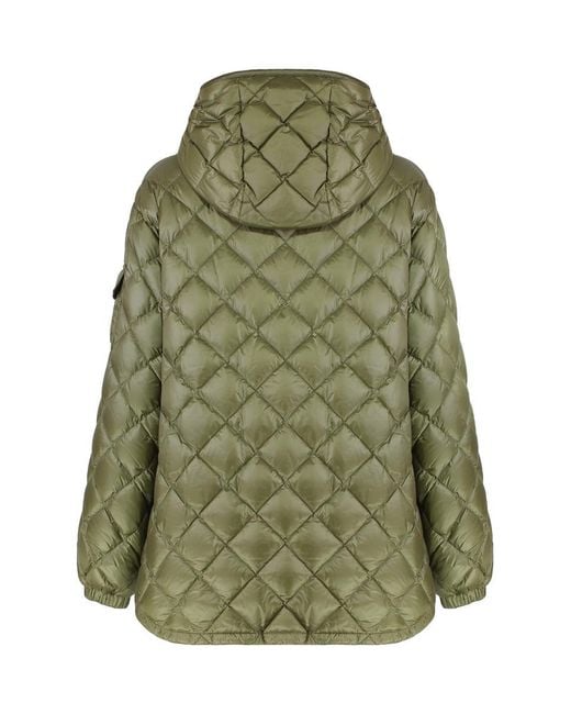Moncler Green Nylon Down Jacket With Hood