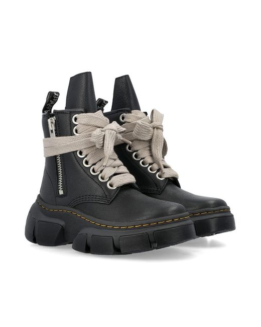 Rick Owens X Dr. Martens Black 1460 Leather Dmxl Platform Jumbo Lace Up Boots for men