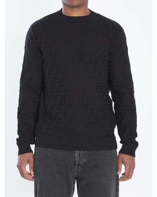 Fendi Blue Ff Monogram Pullover for men
