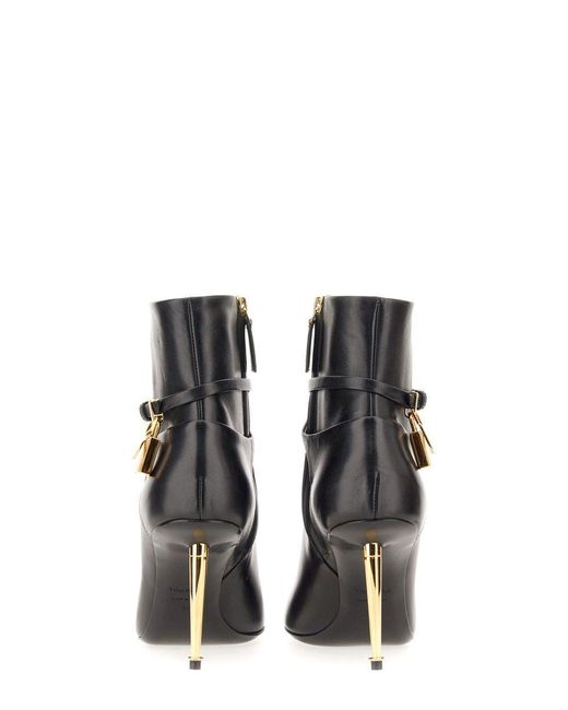 Tom Ford Black Leather Pointy Toe Ankle Boots