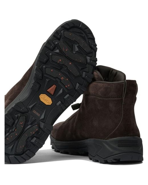 ZEGNA Men's Black Lace Up Ankle Boots casual boots