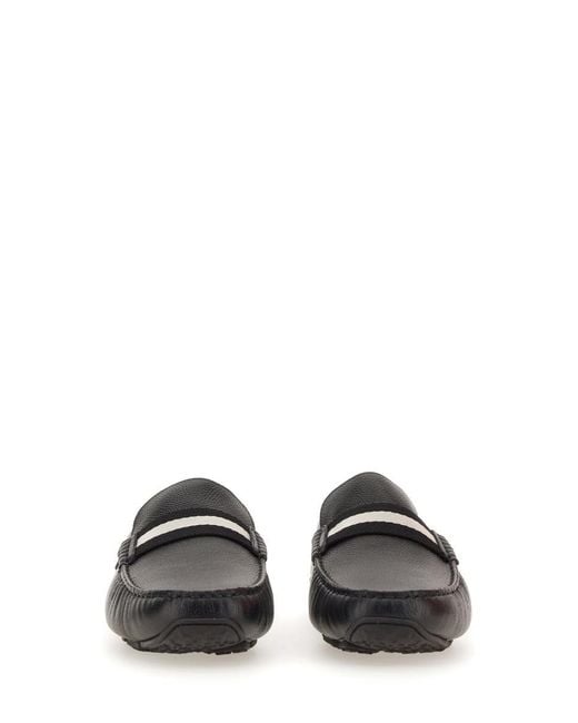 Bally White Leather Driver Moccasins With Rubber Sole for men