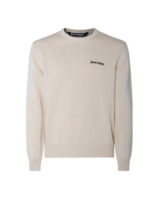 Palm Angels Gray Sweaters White for men