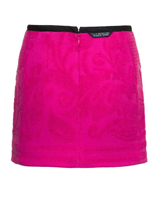 MARINE SERRE Pink Fuchsia Miniskirt With All-Over Jacquard Motif