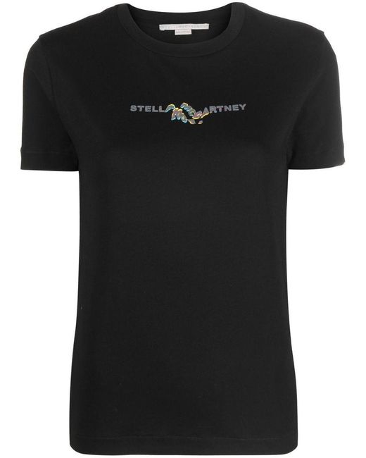 Stella McCartney Black Cotton Logo T-Shirt