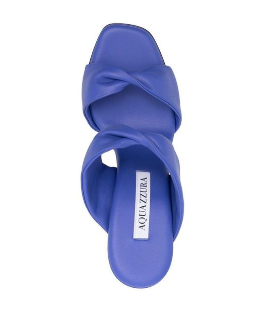 Aquazzura Blue 110mm Leather Twist Sandals