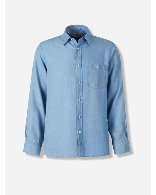 Officine Generale Blue Denim Shirt for men