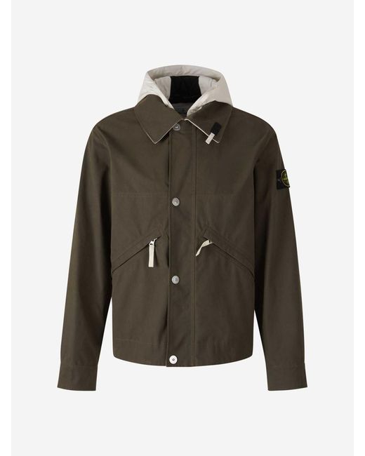 Stone Island Green Technical Jacket With Hood for men