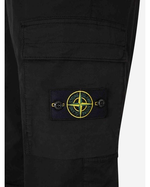 Stone Island Black Cotton Cargo Pants for men