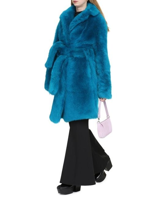 Bottega Veneta Blue Lamb Fur Coat