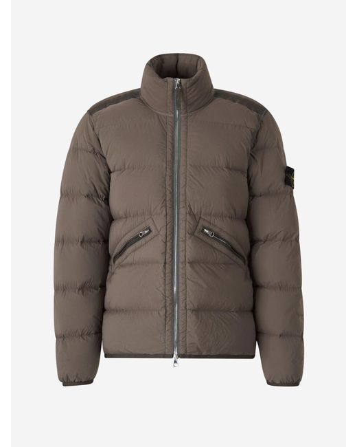 Stone Island Brown Piuma Quilted Coat for men