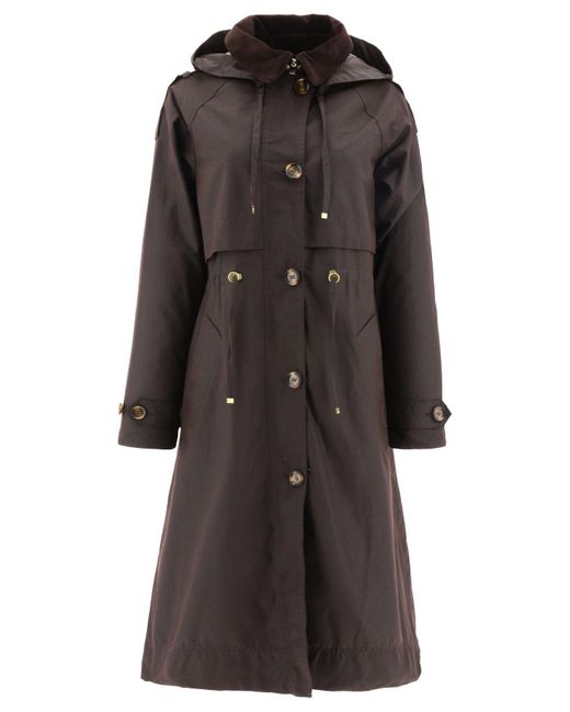 Barbour Cotton "mara" Waxed Raincoat in Brown (Black) Lyst Canada