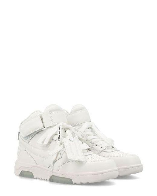 Off-White c/o Virgil Abloh White Off- Out Of Office Mid-Top Calf Leather Sneakers