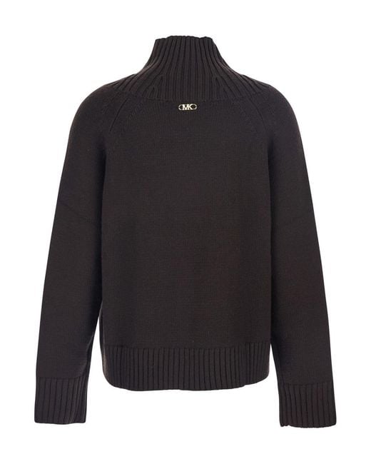 Michael Kors Black Turtleneck Sweater With Ribbed Trims