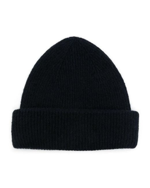 Roberto Collina Black Wool Hat Double Flap Accessories for men