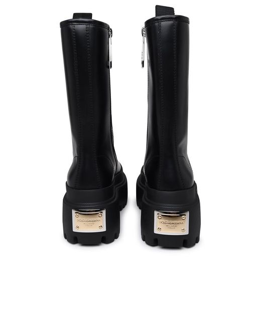 Dolce & Gabbana Black Platform Leather Combat Boots