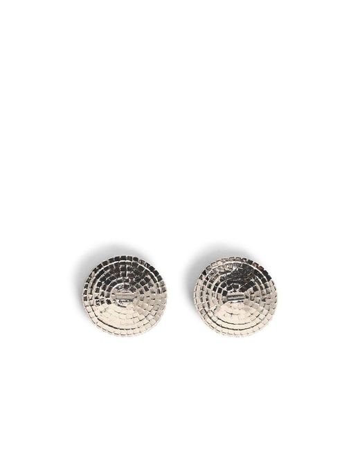 Self-Portrait White 'Round Crys' -Plated Brass Earrings