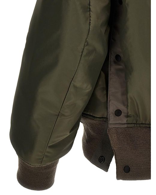 Sacai Green Nylon Reversible Bomber Jacket Casual Jackets, Parka for men