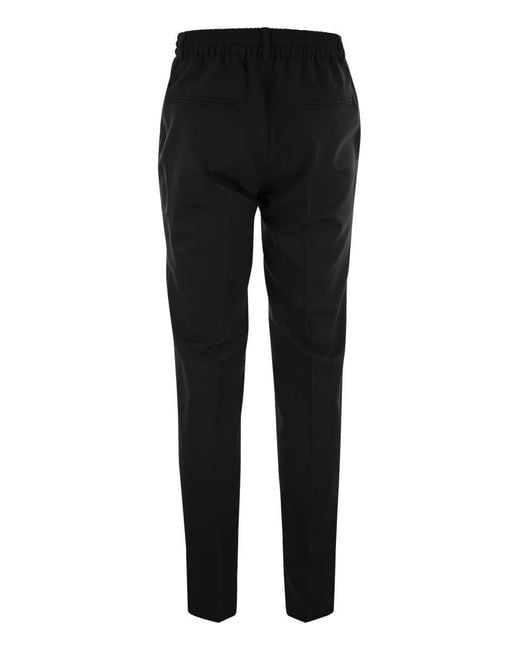 Peserico Black Wool-Blend Flannel Trousers for men